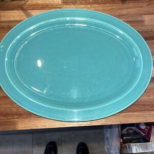 Vernon Kilns Platter  Early California Teal Aqua Green 14"x10